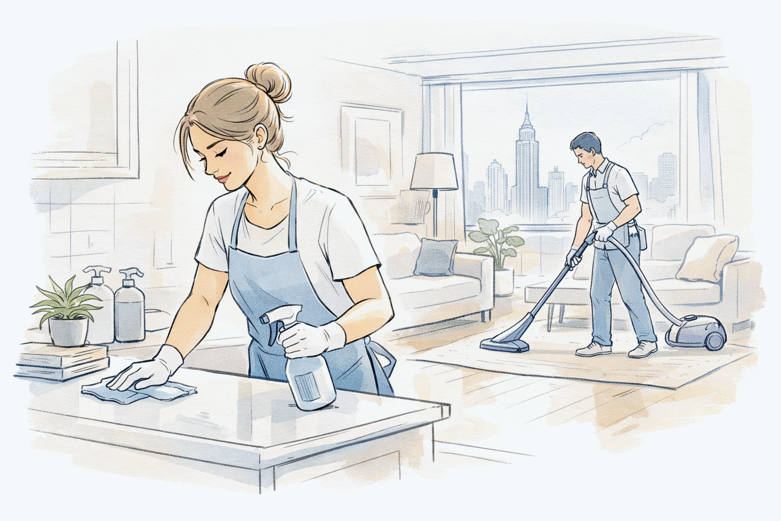 Amanda cleaning a client's home
